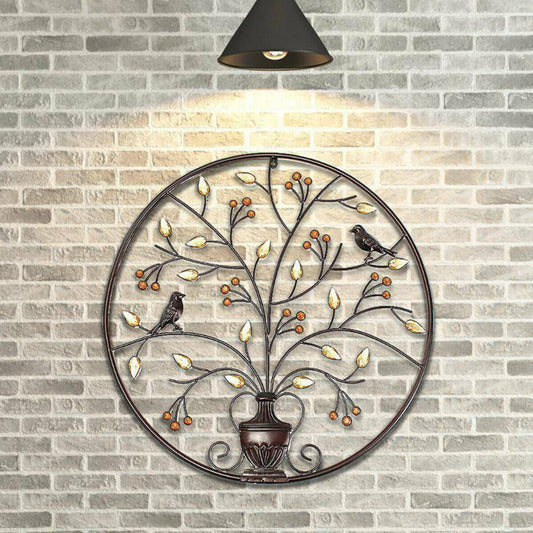 Brown Tree Of Life Wall Hanging Art Picture Metal Iron Sculpture