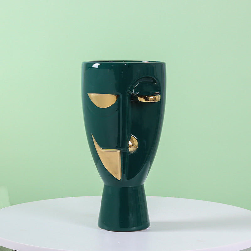 Nordic Creative Art Face Ceramic Vase Ornament