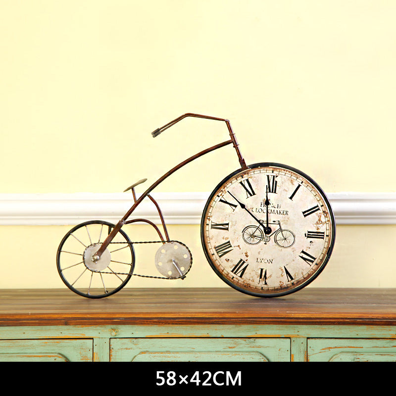 Retro Bike Wall Clock Mural Hanging Wall Clock Living Room Decor Pendant Vintage Watch Ornaments Personality Home Decoration