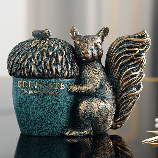 European-style Household Toothpick Box Squirrel Ornaments Nordic Luxury Toothpick Holder Storage Box