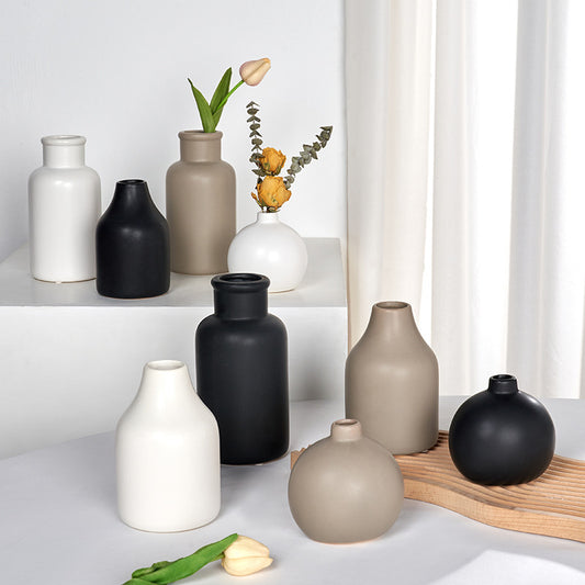Simple Black And White Ceramic Vase For Home Decoration